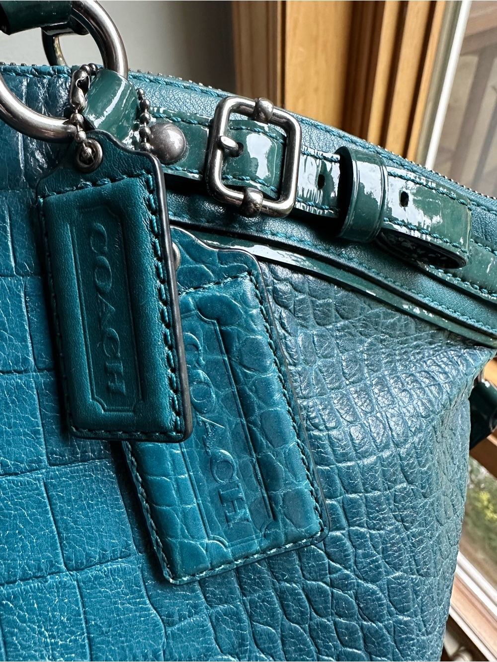 Teal Coach Madison Lindsey Satchel - Picture 4 of 9